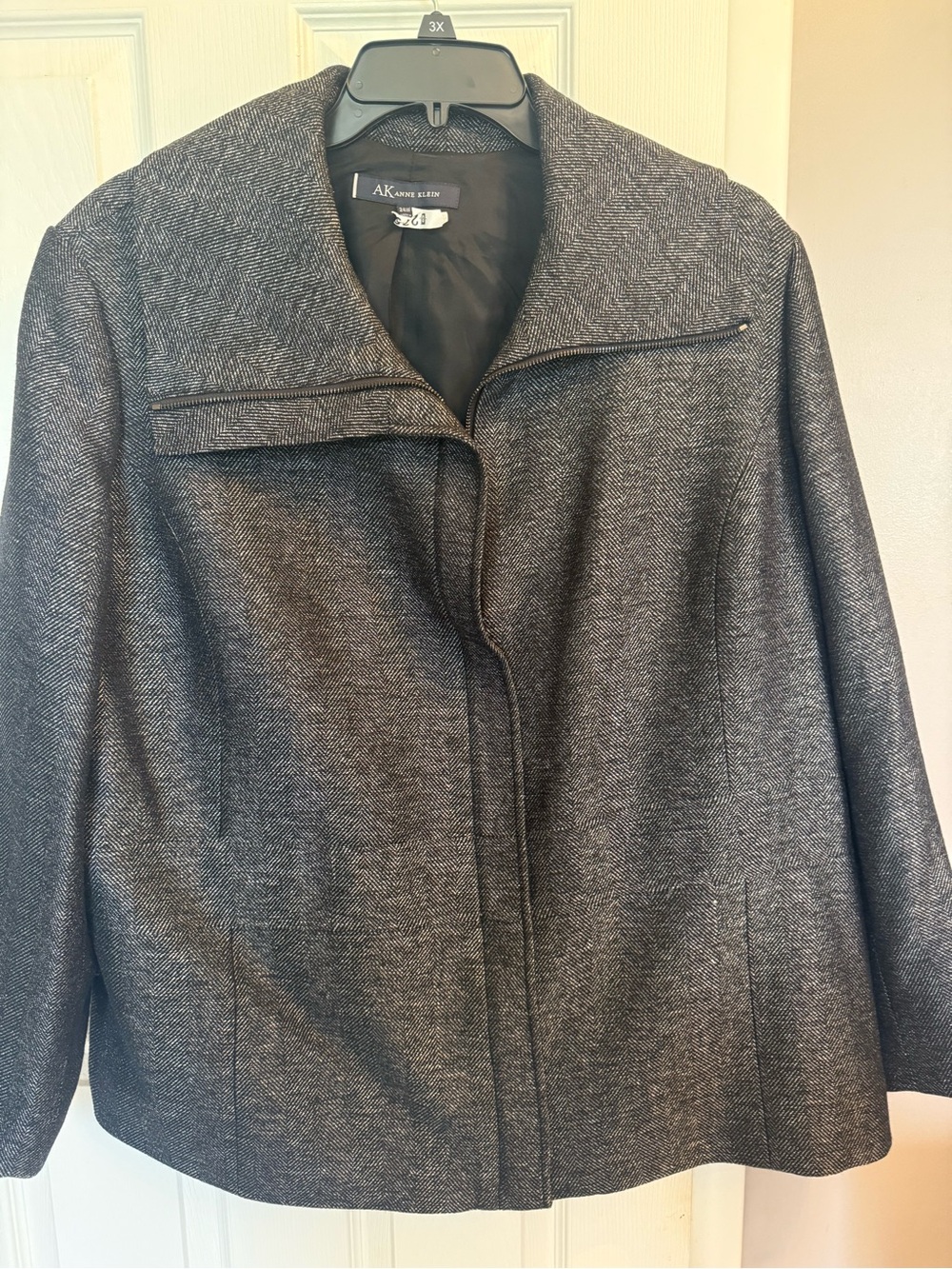 Anne Klein Charcoal Herringbone Blazer Jacket